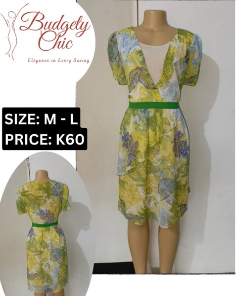 Chic women's dress color green m - l