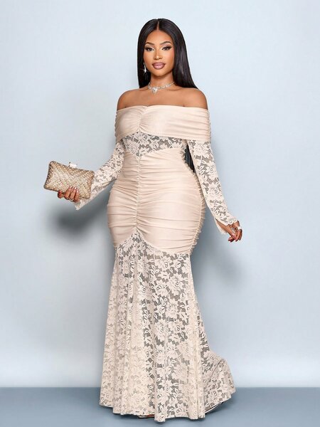 Robe longue élégante en dentelle