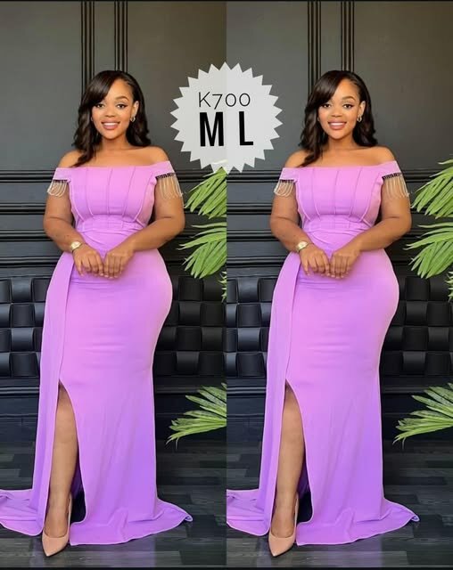 Women's long evening dress in   Purple