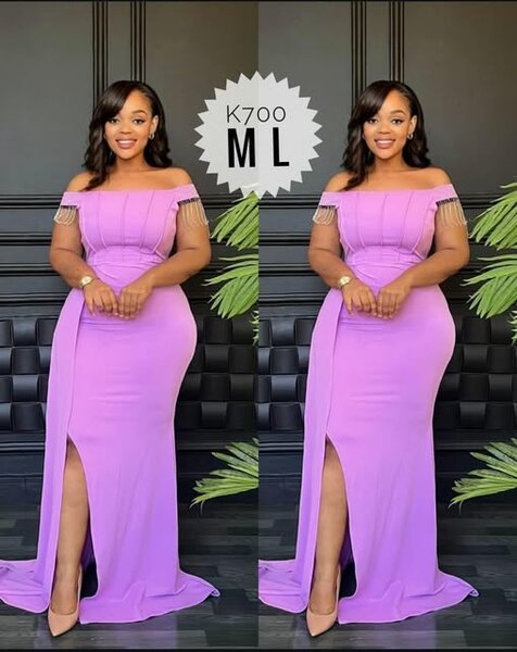 Women's long evening dress in   Purple