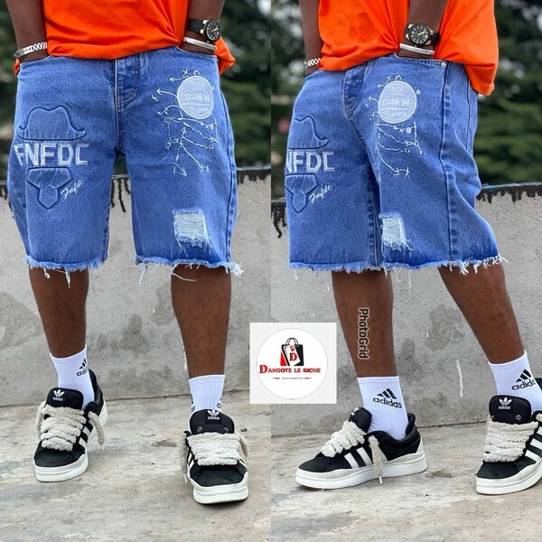 Shorts en jean brodés homme