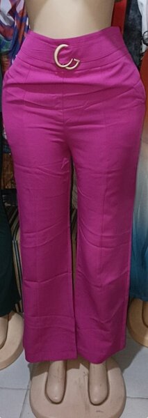 Pantalon chic taille haute rose