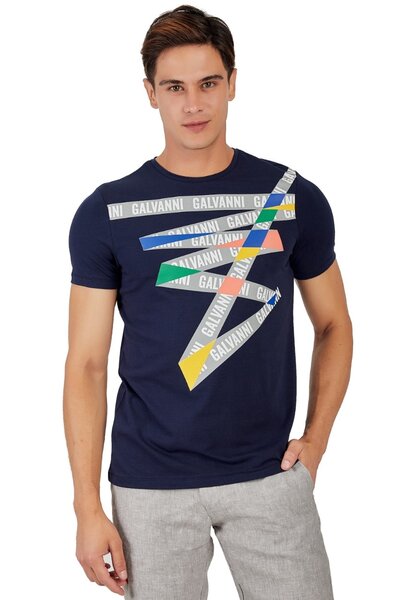 T-shirt bleu Galvanni homme