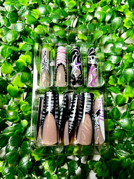 Ongles Faux Motifs Animaux & Glitter