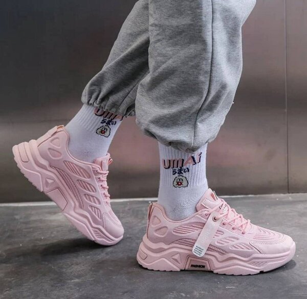 Baskets roses confort femme