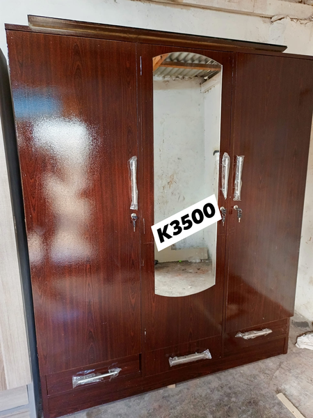 dark brown wardrobe with 1 mirror