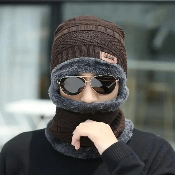 Wool cap with neck warmer