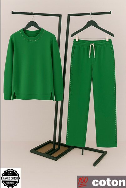 Ensemble de joggings vert coton
