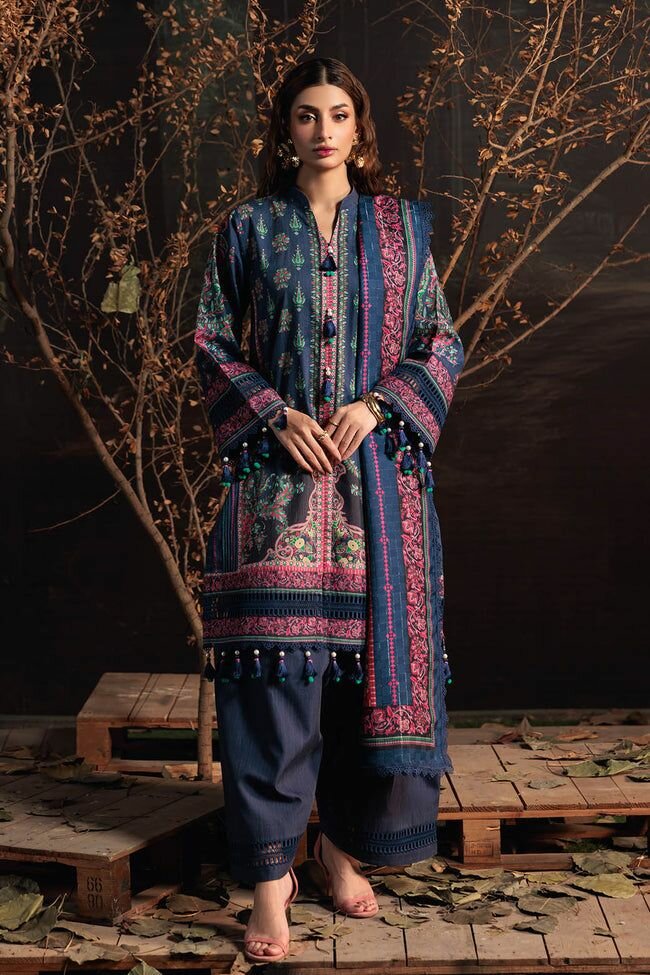 3 piece unstitched printed and embroidered