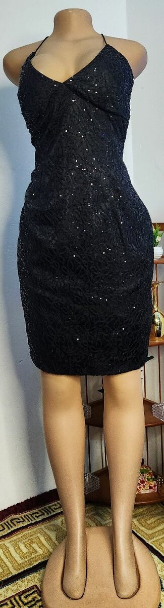 Adrianna Papell Sequin Black Dress