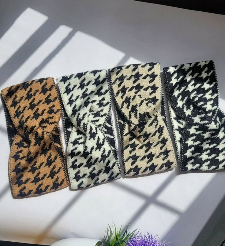 Bandeaux en laine à motif pied-de-poule