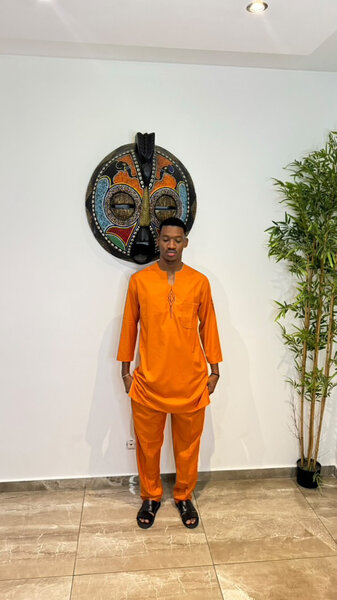 Ensemble Africain Orange Homme