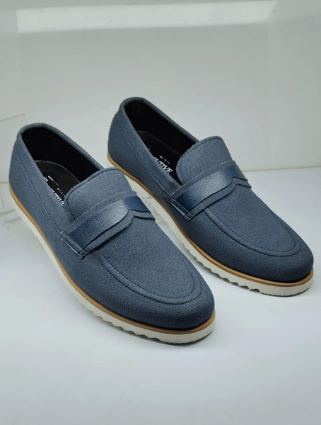 Men's premium quality leather blue loafers