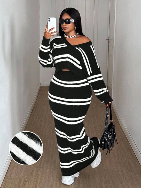 Ensemble rayé chaud femme