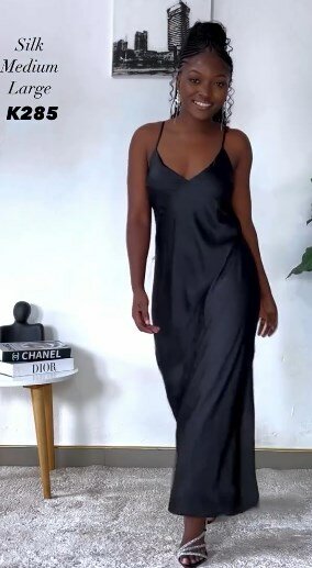 Slip dress, black, silk