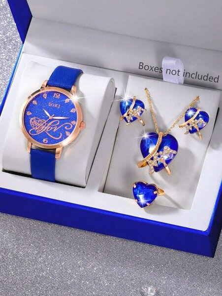 Ensemble montre et bijoux bleu