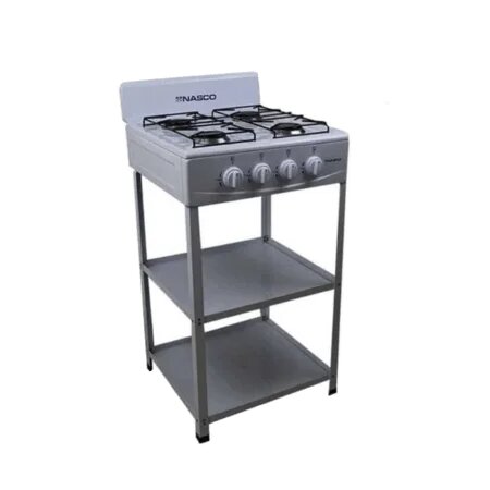 Nasco 4 Burner Gas Stove |White, Black Caps [NASGS-K4BSS-S]