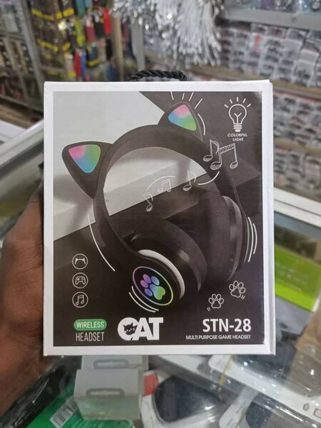 Casque sans fil oreilles chat LED