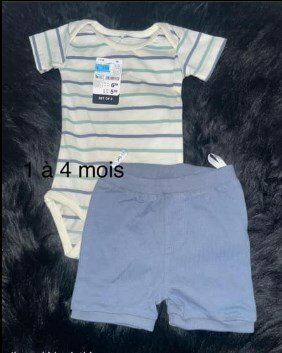 Ensemble body rayé et short bleu