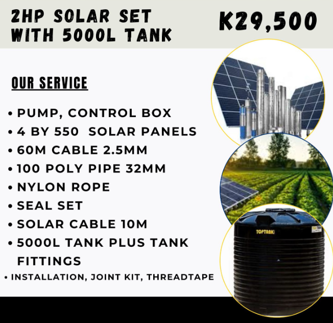 solar pump 2HP +5000L tank