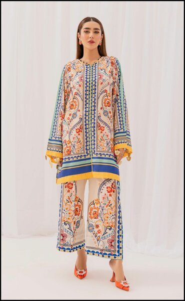 Woman's Stylish Stitched 2 Pcs Digital Printed Shirt with Pl