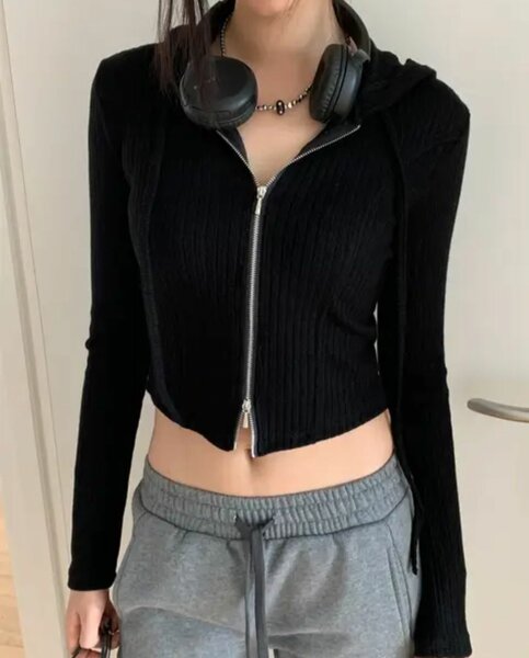 Crop top femme manches longues