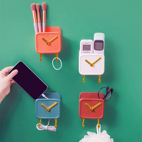 Étagère Murale avec Crochet Design Horloge