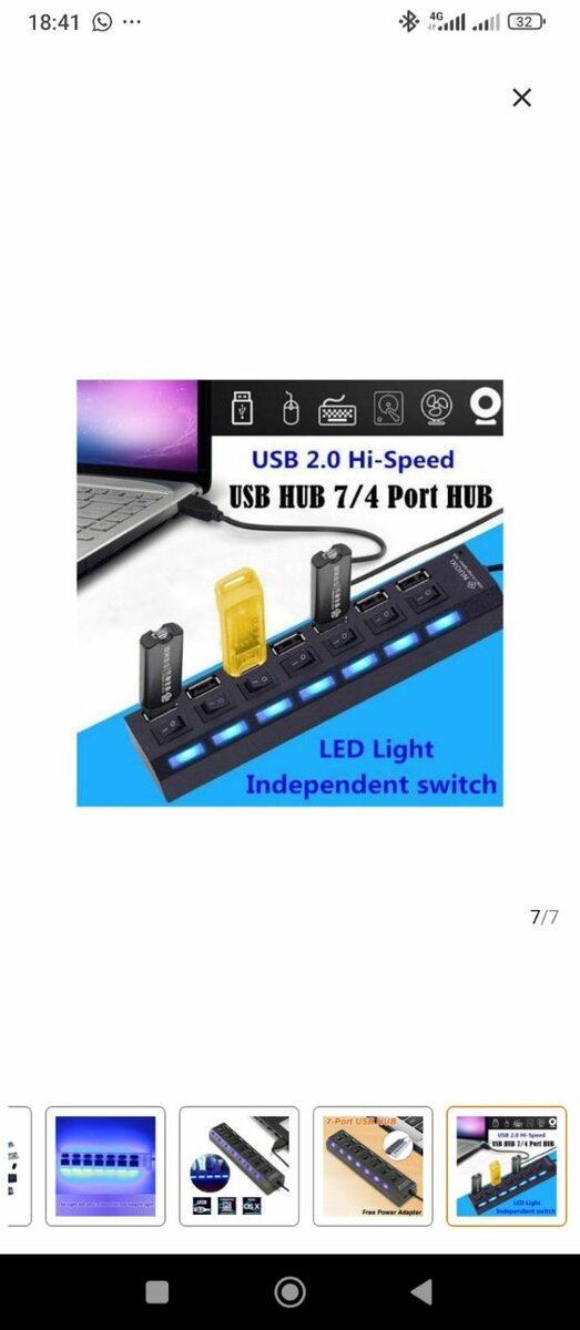 Hub USB 7 ports avec LED