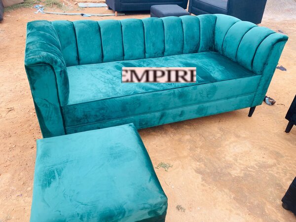 Sofa with ottoman, turquoise color