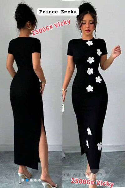 Robe longue noire florale