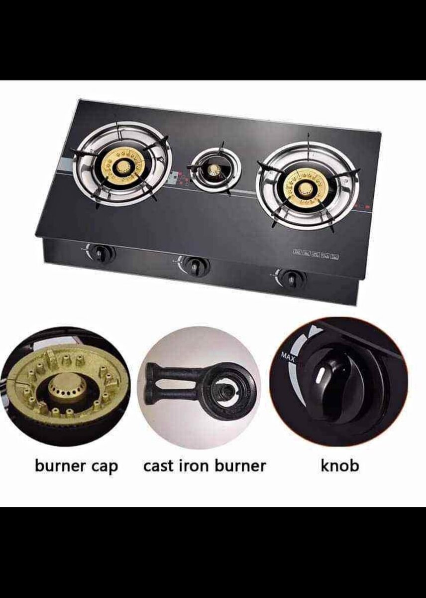 Nunix 3 Burner Gas Glass Table Top Cooker