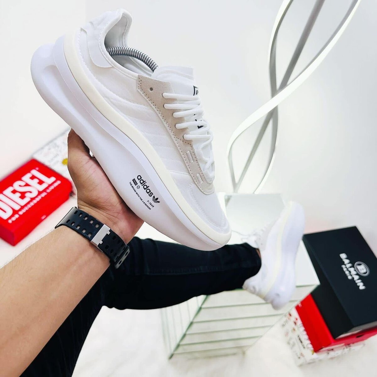 Baskets Unisex en Cuir Blanc