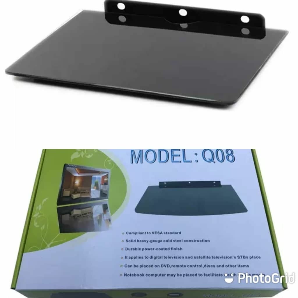 Étagère murale en verre noir