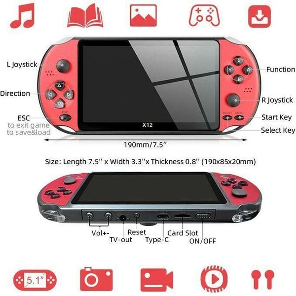 Console de jeux portable X12