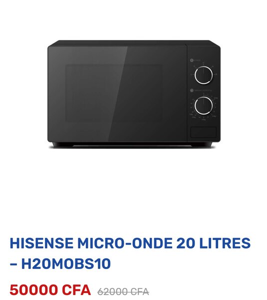 MICRO ONDE HISENSE 20L Model H20MOBS10