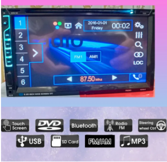 New 6 in 1 Bluetooth Aux Fm Radio USB DVD VCD CD MP5 MP3 Receiver Touch Screen 7 Inch 2 din Car DVD Car Pre Car Audio Screen Also Support Reverse and Front Camera steering wheel remote control usb bluetooth 4 x 52 watt Rear parking video input slidable m