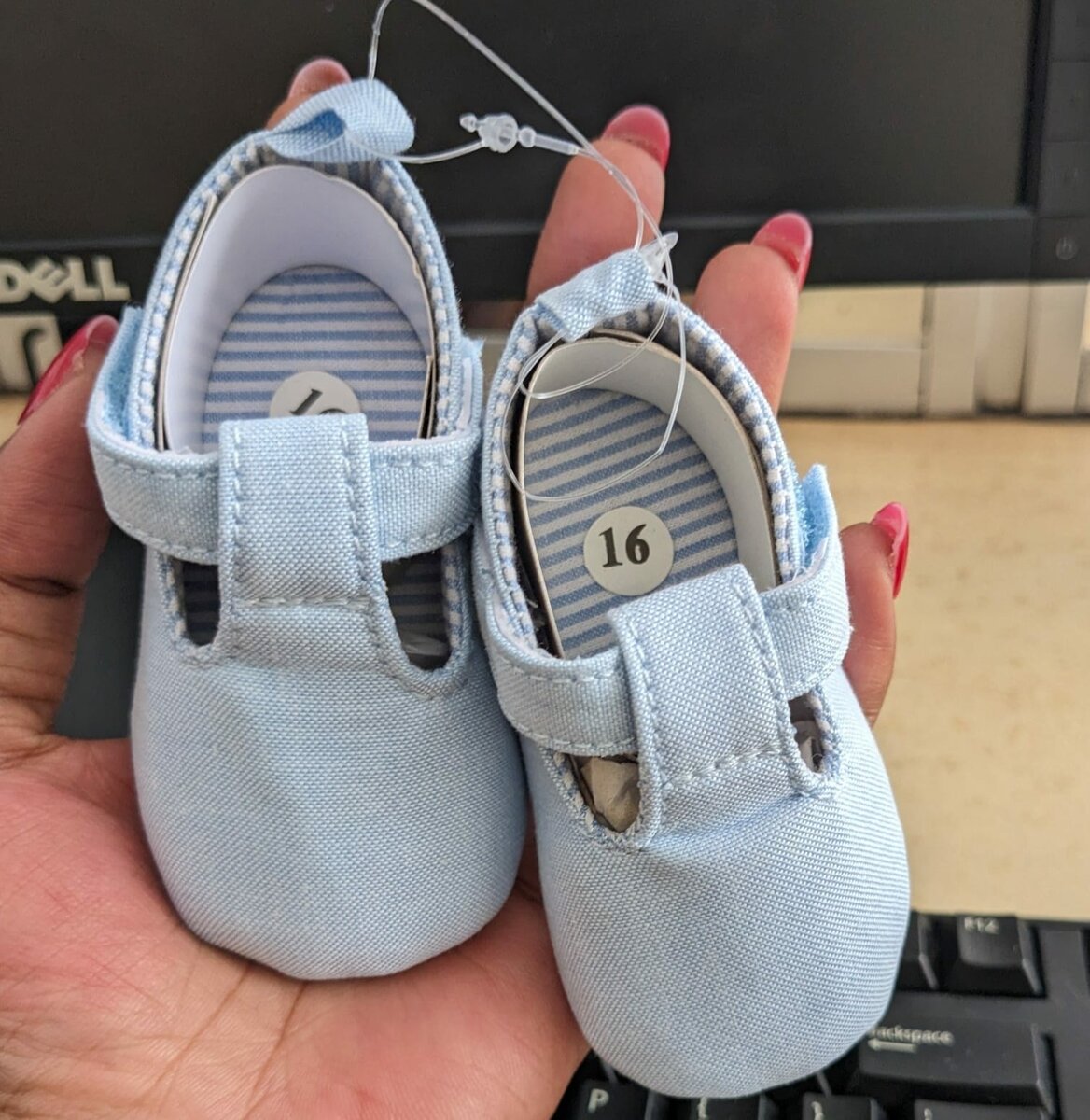 Blue soft slippers for boy size 16