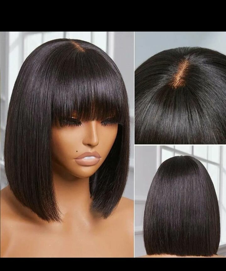 Perruque Bob Noir avec Frange