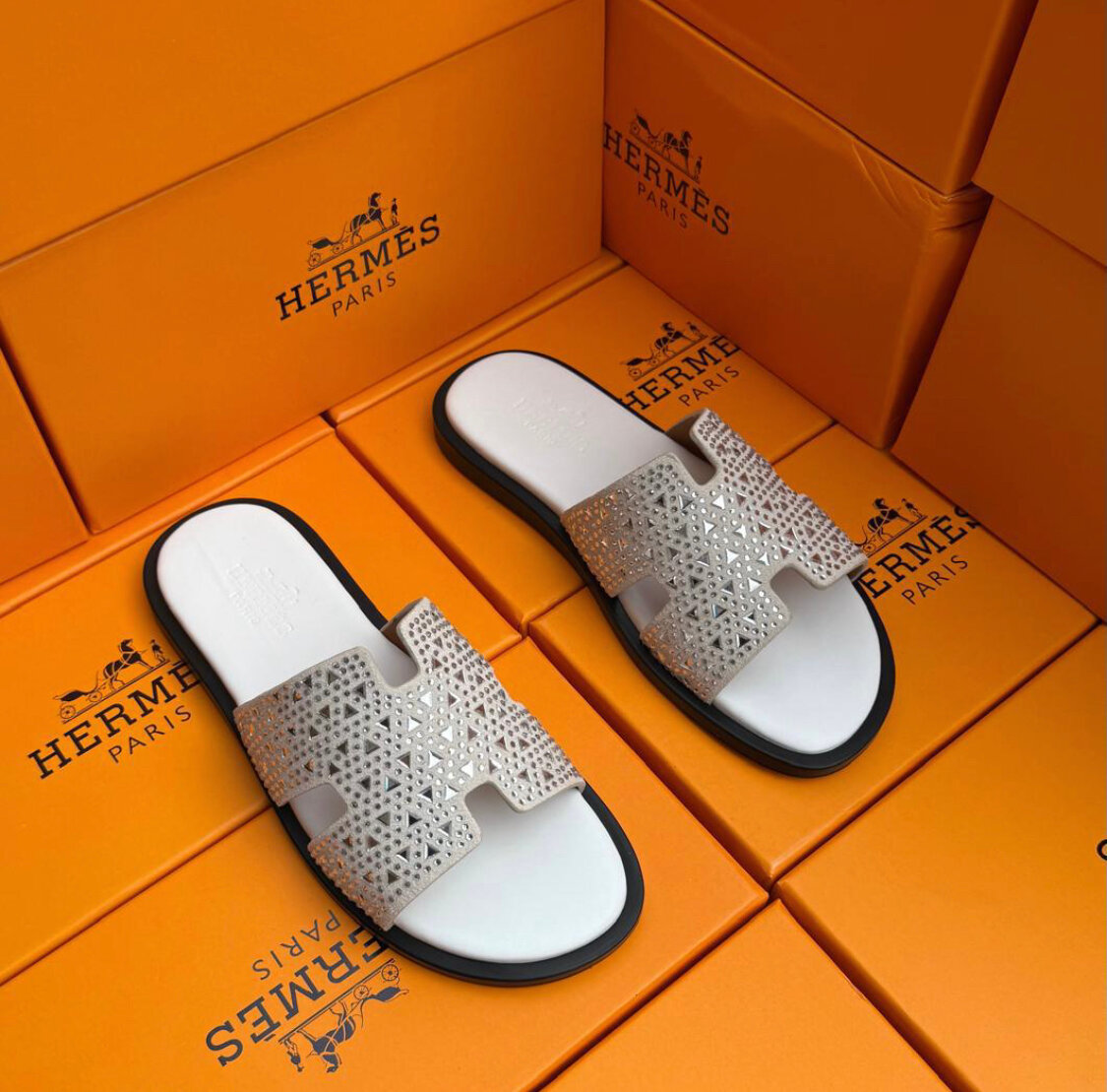 Sandales Hermès en strass