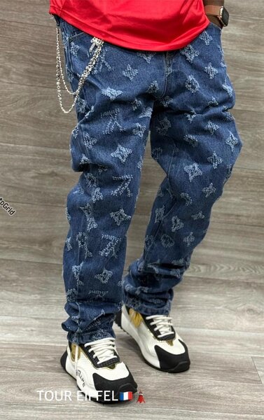 Jean bleu imprimé homme