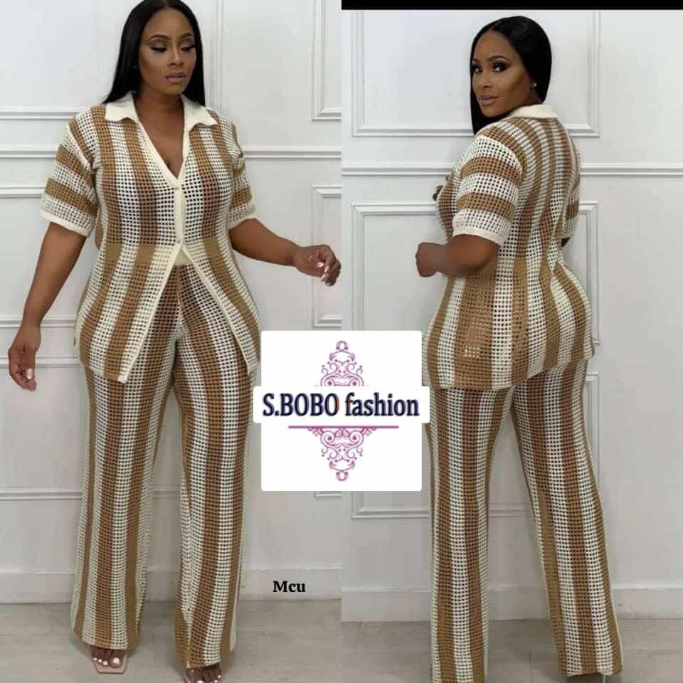 Ensemble Tunique à Rayures Élégant