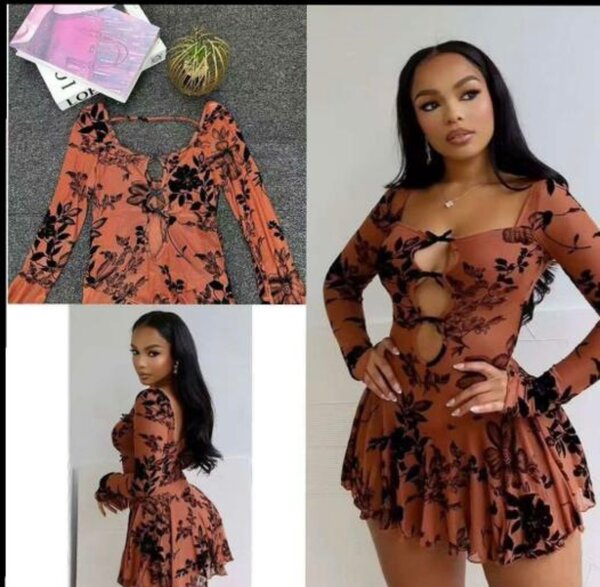 Robe florale sexy à manches longues