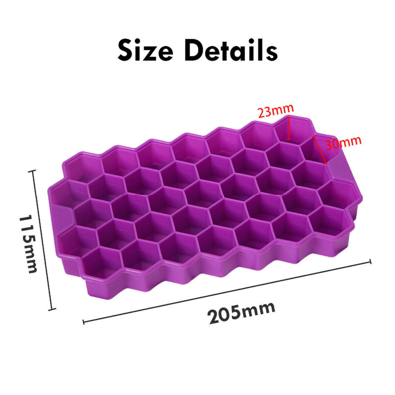 37-Grid Honeycomb Ice Cube Maker  Easy Push Pop Out with Li