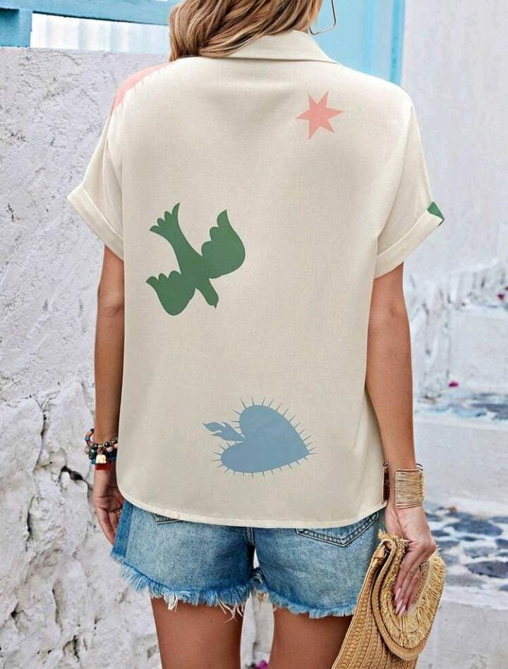 Chemise imprimée cactus bohème