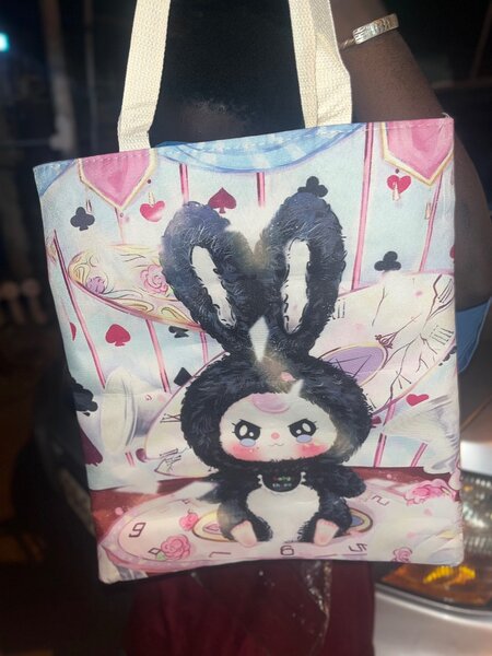 Sac cabas motif lapin mignon