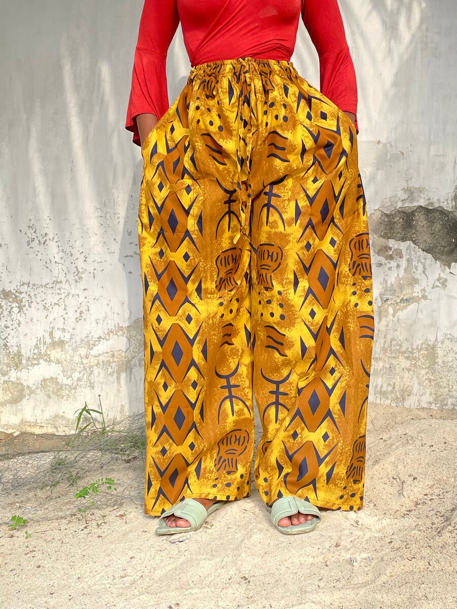 Pantalon large motif ethnique