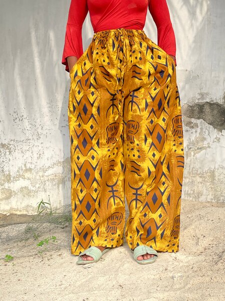 Pantalon large motif ethnique