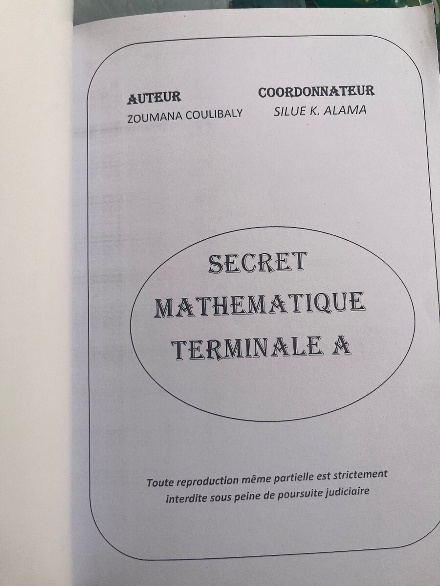 Mathématiques Terminale A