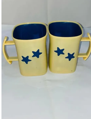 pack of 2 unbreakable cups for kids and youngsters with beautiful and unique star style for tea / for juice / for coffee (2 in 1)