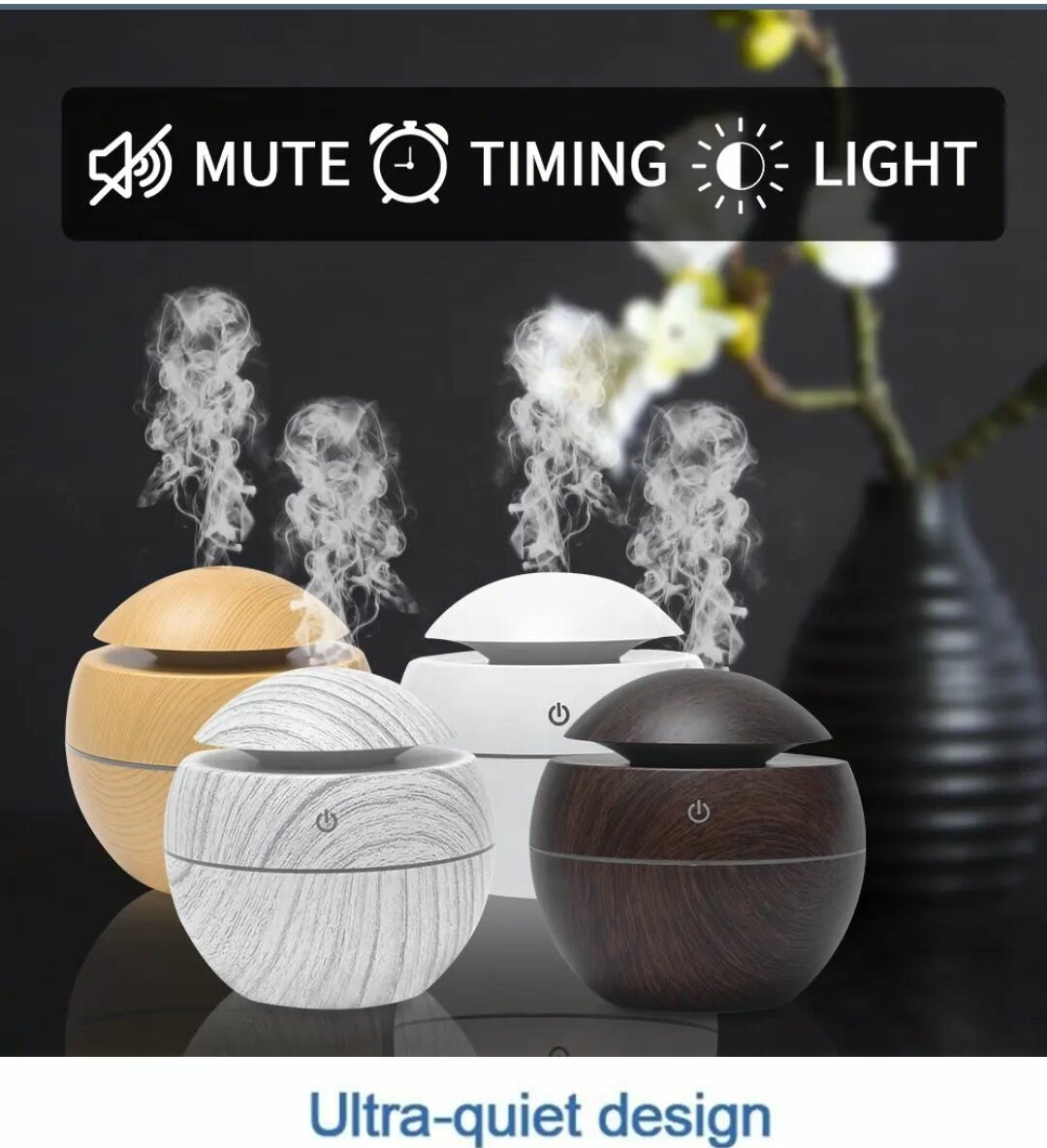 Wooden grain round humidifier